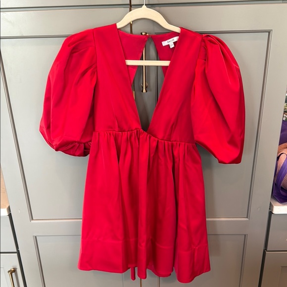 Elegant Red Puff Sleeve Mini Dress Elegant Red Puff Sleeve Mini Dress